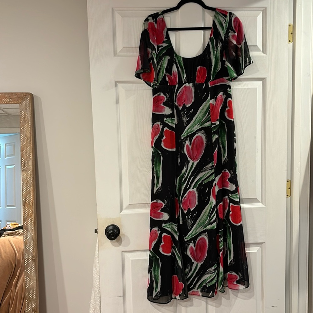 Topshop Nordstrom Black Floral Tulip Dress